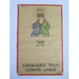 A WWII Fougasse CARELESS TALK COSTS LIVES 'Strictly between you & me...' poster