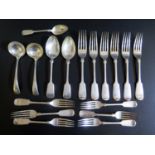 A Selection of Victorian and later Silver Flatware (388g) and plated flatware
