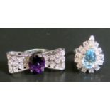 A Silver and Amethyst Dress Ring and one other, 14g
