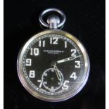 An Orator Military Pocket Watch, back with crows foot and stamped G.S.T.P. 153245, running but