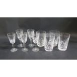 A Set of Five Lismore Pattern Sherry Glasses and four highballs