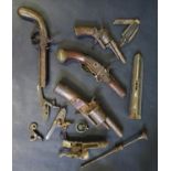 A Collection of Flint Lock, Percussion, and Rim Fire Pistols and Revolvers etc.