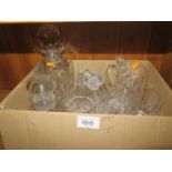 A Box of Cut Crystal including a decanter