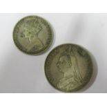 Two Victorian Silver Coins: 1890 Double Florin and Florin