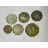 A George III Lauer Toy Sovereign, Victorian silver 3d coins etc.