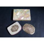 A Victorian Mother of Pearl Card Case, purse with silver mount and loose panel
