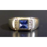 A 9ct White Gold, Tanzanite and Diamond Ring, size S, 8.1g
