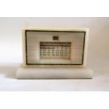 An Art Deco Onyx and Malachite Inlaid Calendar, 18cm base