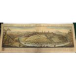 Coloured Engraving entitled 'The South West Prospect of Shrewsbury', A panoramic view of Shrewsbury,