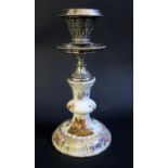 A Dresden Porcelain Candlestick with silver plated mounts, 21cm