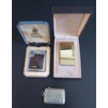 A Calibri Benson & Hedges Cased Lighter (working), Ronson lighter (not tested) and silver plated