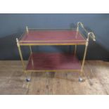 A 1960's Brass and Faux Rosewood Drinks Trolley