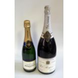 A Magnum of Pol Roger Extra Dry White Foil Champagne and bottle of Monsigny Champagne