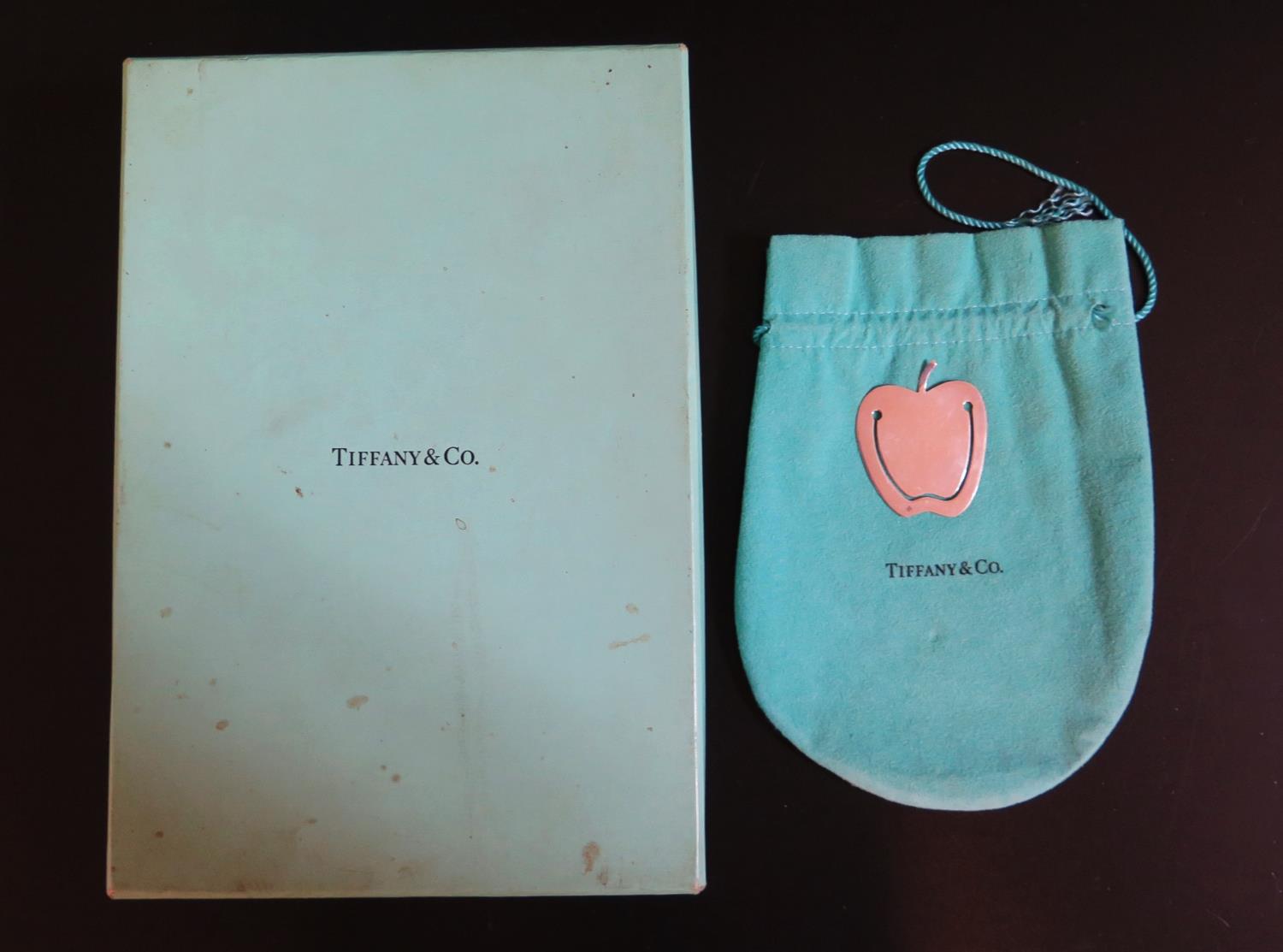 A Tiffany & Co. Silver Apple Bookmark with box