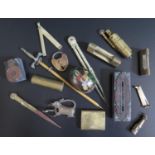 Lighters, 'Chinese' locks, vestas, doll's house easel etc.