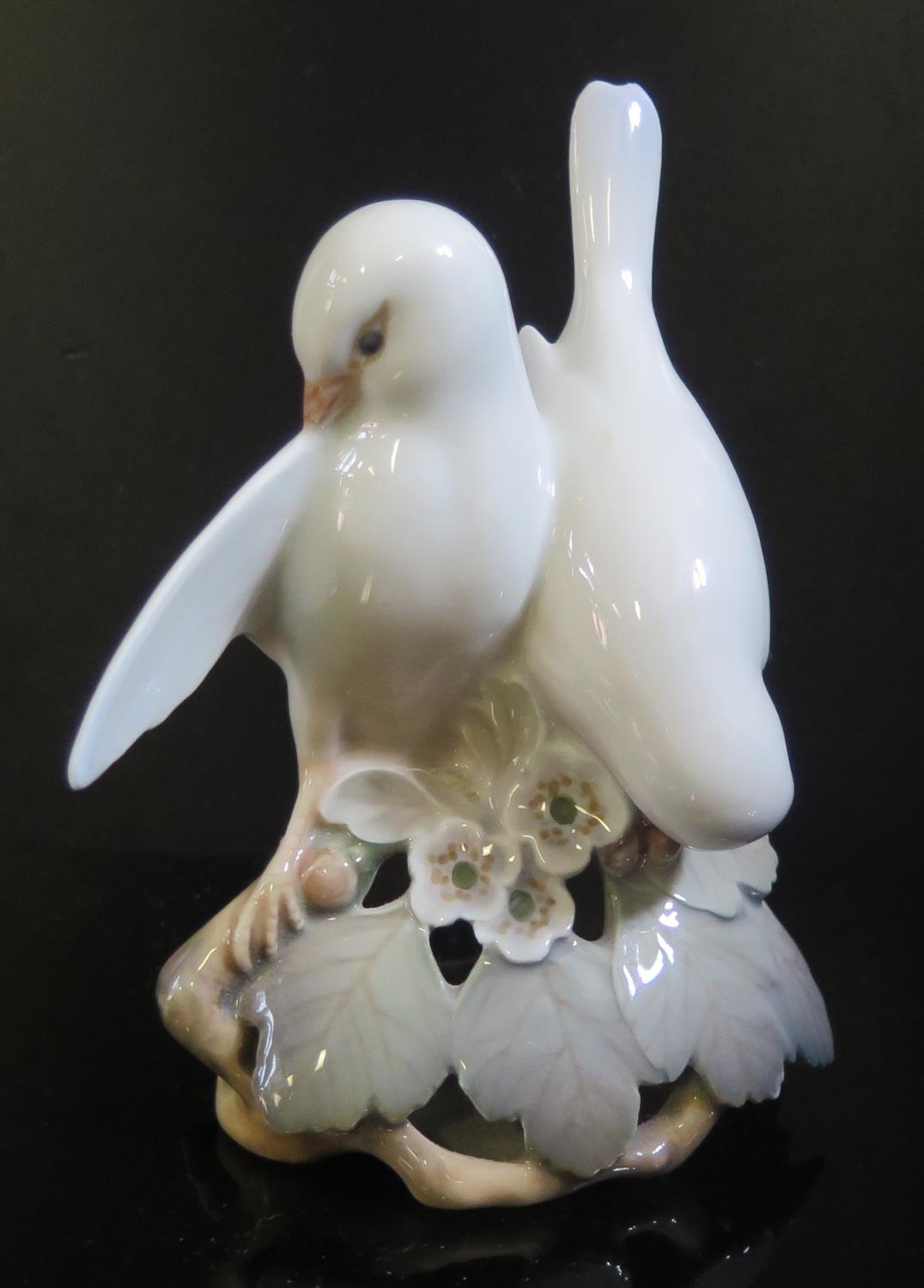 A Royal Copenhagen Lovebirds Ornament, 13cm