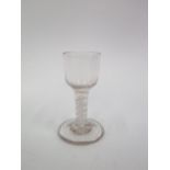 A Georgian Cordial Glass with white opaque spiral twist stem, 11.5cm