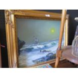 James Whitehand 96, Shipwreck, oil on canvas, 50x39cm, framed