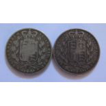 Two Victorian Silver Crowns 1844 & 1845