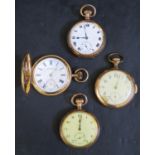 A Selection of Gold Plated Pocket Watches including Waltham hunter. All A/F