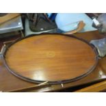 An Edwardian Marquetry Inlaid Mahogany Two Handled Tray, 64cm
