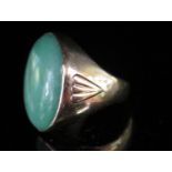 A 14K Gold and Jadeite Ring, 23x17mm stone, size O, 12g