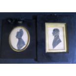 Two Victorian Miniature Silhouette Portraits, named verso Richard Swallow Poulton (1829-1885) and