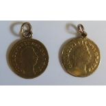 Two George III Pendant Mounted Guineas, 5.8g