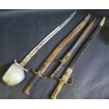 M1905 Bayonet stamped 1907 and two French 1866 style bayonets and one other with guard