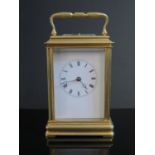 A 19th Century Brass Repeating Carriage Clock, 17cm, running