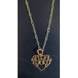 A 9ct Gold 'SPECIAL NAN' Heart Shaped Pendant on chain, 0.6g