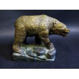 A Modern Bronze Bear Sculpture, base 13cm wide