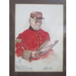 JB 1913, Portrait of Chelsea Pensioner _ George Powell Royal Horse Guards, watercolour 26x18cm,