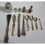 A Selection of Odd Silver including button hook and shoe horn, A/F