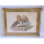 Gianni, Elderly Couple, watercolour, 42x29cm, framed and glazed