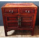 A Chinese Softwood Cabinet with two drawers over, 68(w)x73(h)x40(d)cm