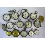 Twelve Silver Pocket /Fob Watches and one other. All A/F