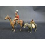 Two Spelter of Models _ King George V on Horse (Broken leg) and Man on Donkey