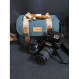 A Rolleiflex SL35M 35mm SLR with Tamron 28-80 1:3.5-4.2 and 35-70 1:3.5 in Canon soft case