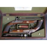 A Cased Pair of Military Hammer Percussion Pistols by Brown & Rodda of 19 Titchborne Street London