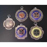 A Collection of Silver Football Fobs including South West League, 47.4g