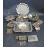 A Selection of Electroplated Silver including salvers, swing handled basket etc.