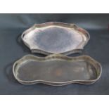 Two Electroplated Silver Trays, largest 62x35cm