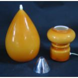 A Vintage White and Egg Yolk Glass Overlay Table Lamp (19cm) and matching pair shaped pendant