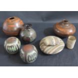 A Selection of Studio Pottery including nesting 'pebble' salt and pepper