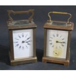 Two Brass Carriage Clocks, c. 14cm. Both A/F