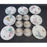 A Crown Staffordshire Set of Six Coffee Cans with Saucers and a J. Mansard & Co Porcelain set of six