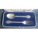 A George V Silver Jubilee Silver Cased Fork and Spoon, Sheffield 1934, Thomas Bradbury & Sons