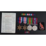 A WWII Four Medal Group comprising Campaign Medal with oak leaf, Defence Medal, 39-45 Star, France &