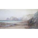 T Hart FSA 1830 - 1916, Cornish Watercolour Artist, Coastal Scene, Signed, 75 x 50cm, F & G (Glass